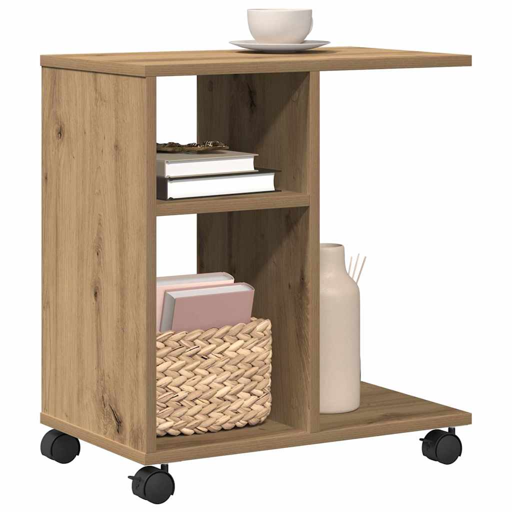 Table d'appoint avec étagère chêne artisanal 50 x 30 x 55 cm - XIOS