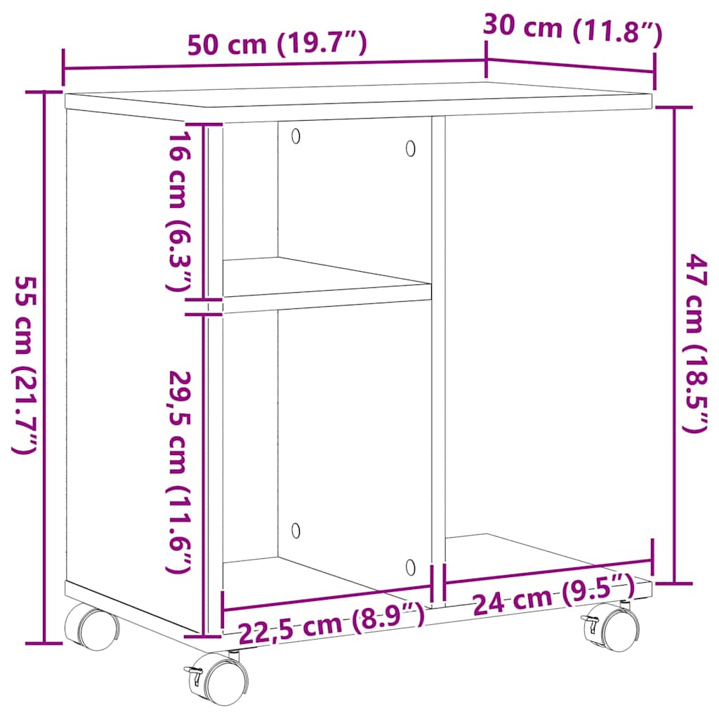 Table d'appoint avec étagère chêne artisanal 50 x 30 x 55 cm - XIOS