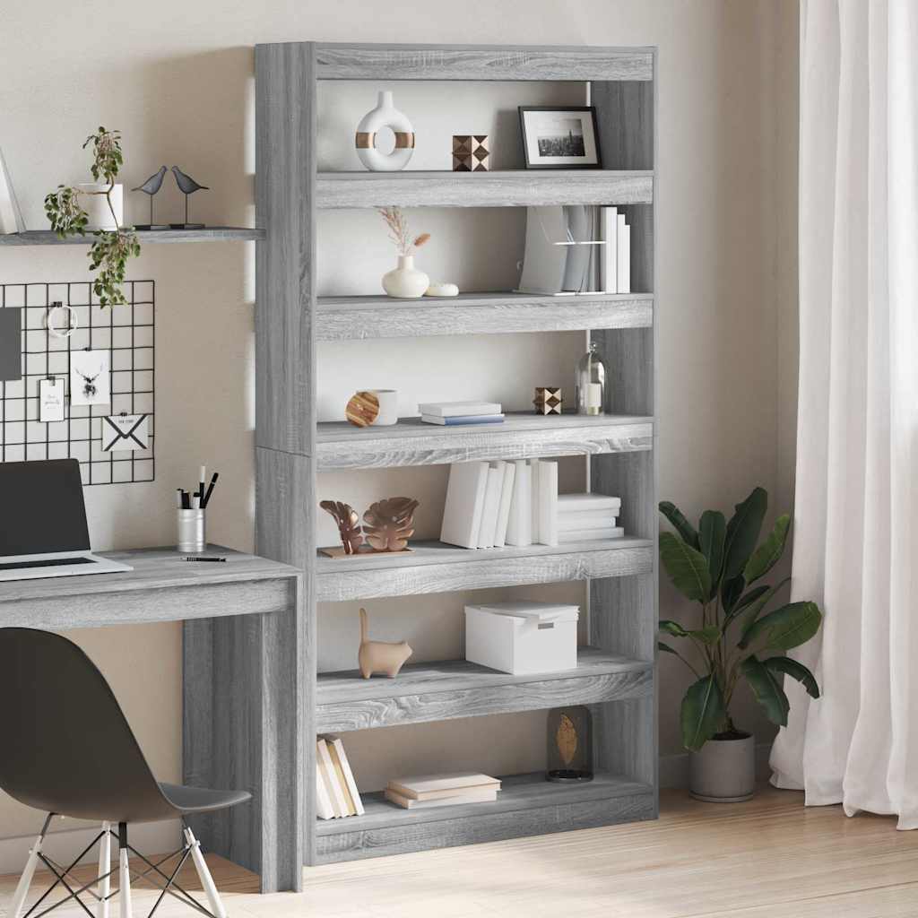 Bibliothèque Sonoma gris 100 x 30 x 198 cm Bois d'ingénierie - XIOS