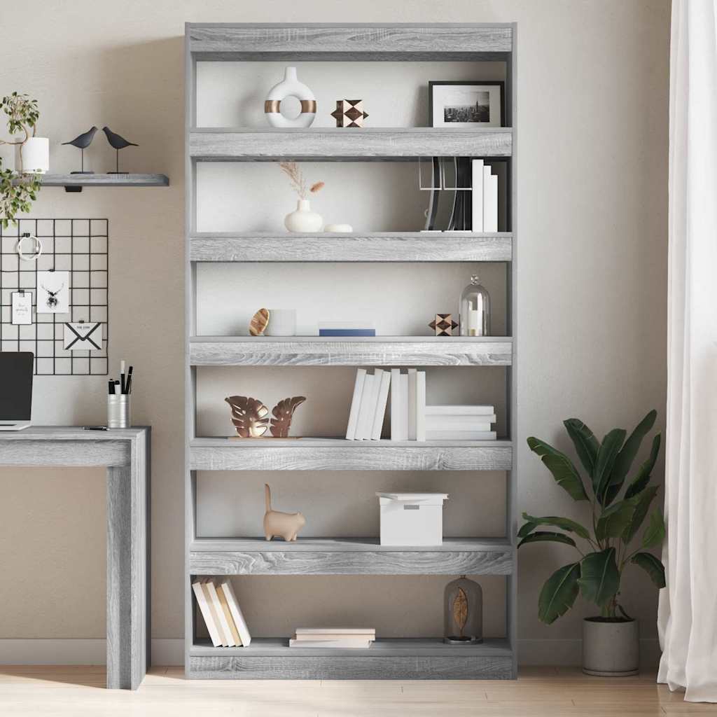 Bibliothèque Sonoma gris 100 x 30 x 198 cm Bois d'ingénierie - XIOS