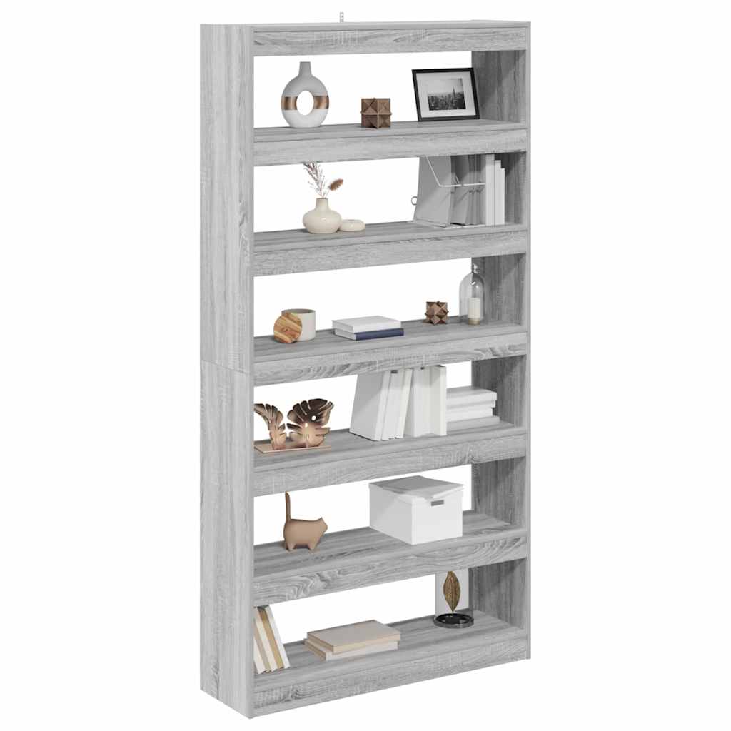 Bibliothèque Sonoma gris 100 x 30 x 198 cm Bois d'ingénierie - XIOS