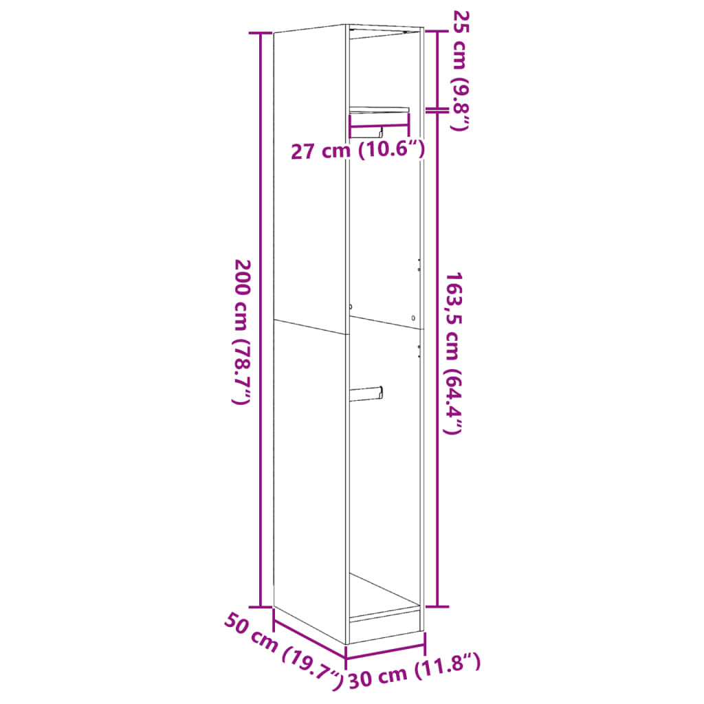Armoire Chêne noir 30 x 50 x 200 cm Bois d'ingénierie - XIOS