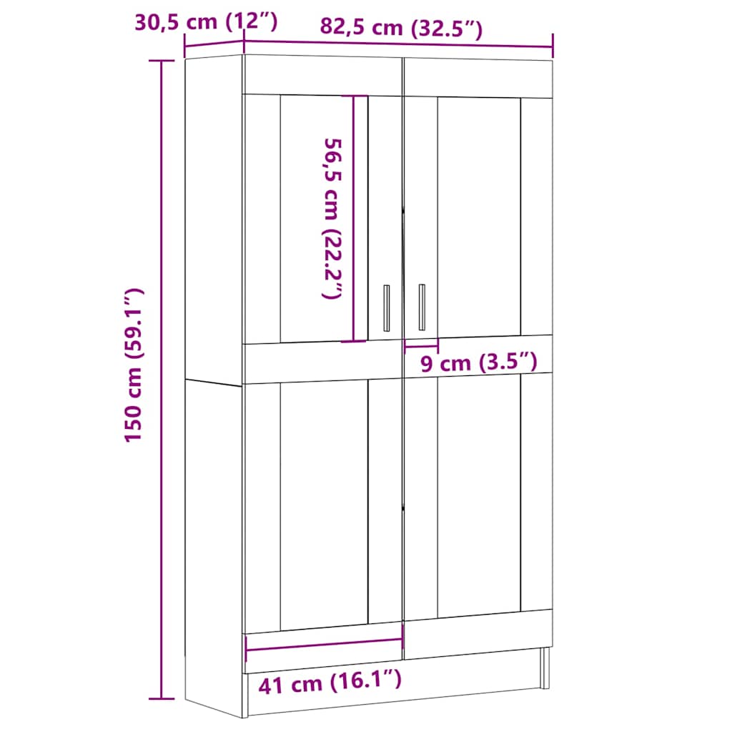 Bibliothèque vieux bois 82,5x30,5x150 cm bois d'ingénierie - XIOS