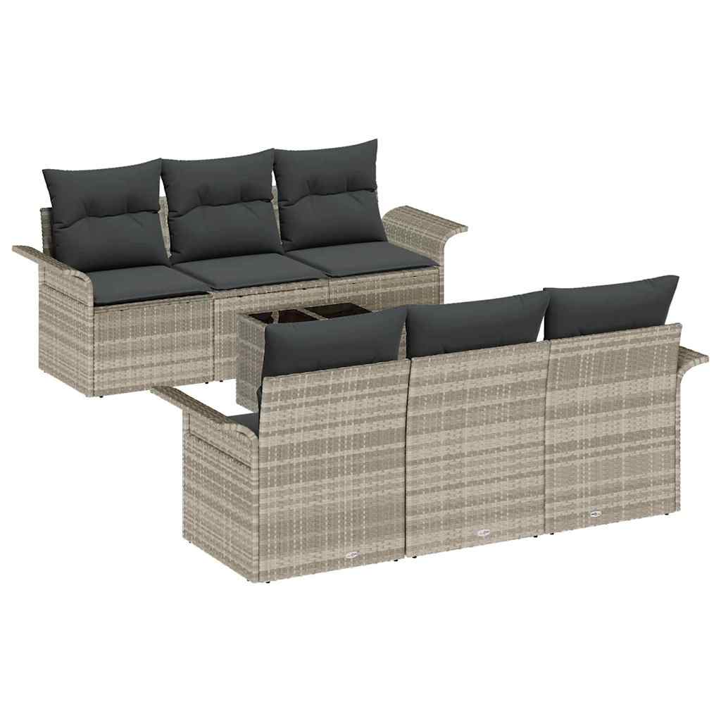 Ensemble de canapé de jardin 7 pcs Gris clair polyrotin