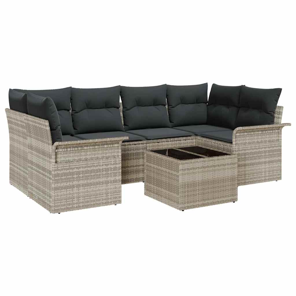 Ensemble de canapé de jardin 7 pcs Gris clair polyrotin