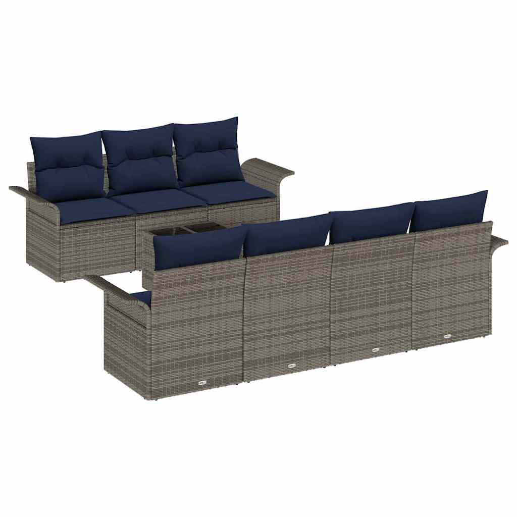 Ensemble de canapé de jardin avec coussin 8 pcs Gris polyrotin