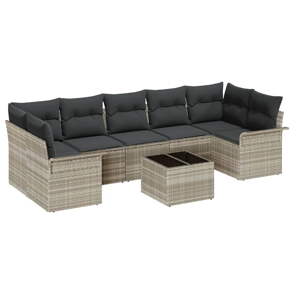 Ensemble de canapé de jardin 8 pcs Gris clair polyrotin