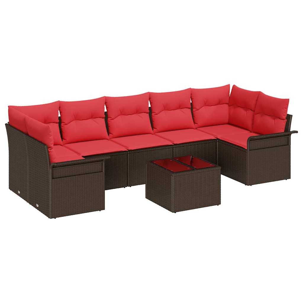 Ensemble de canapé de jardin 8 pcs Marron polyrotin
