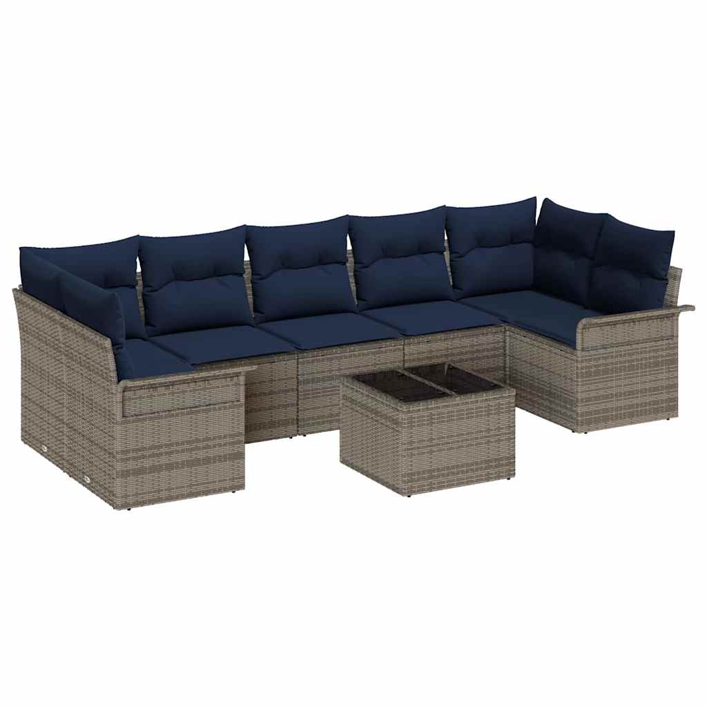Ensemble de canapé de jardin 8 pc Gris polyrotin