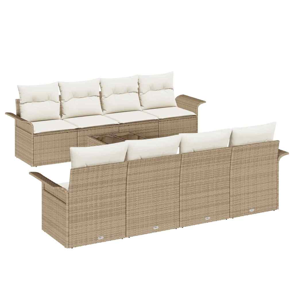 Ensemble de canapé de jardin 9 pcs Beige Poly rotin