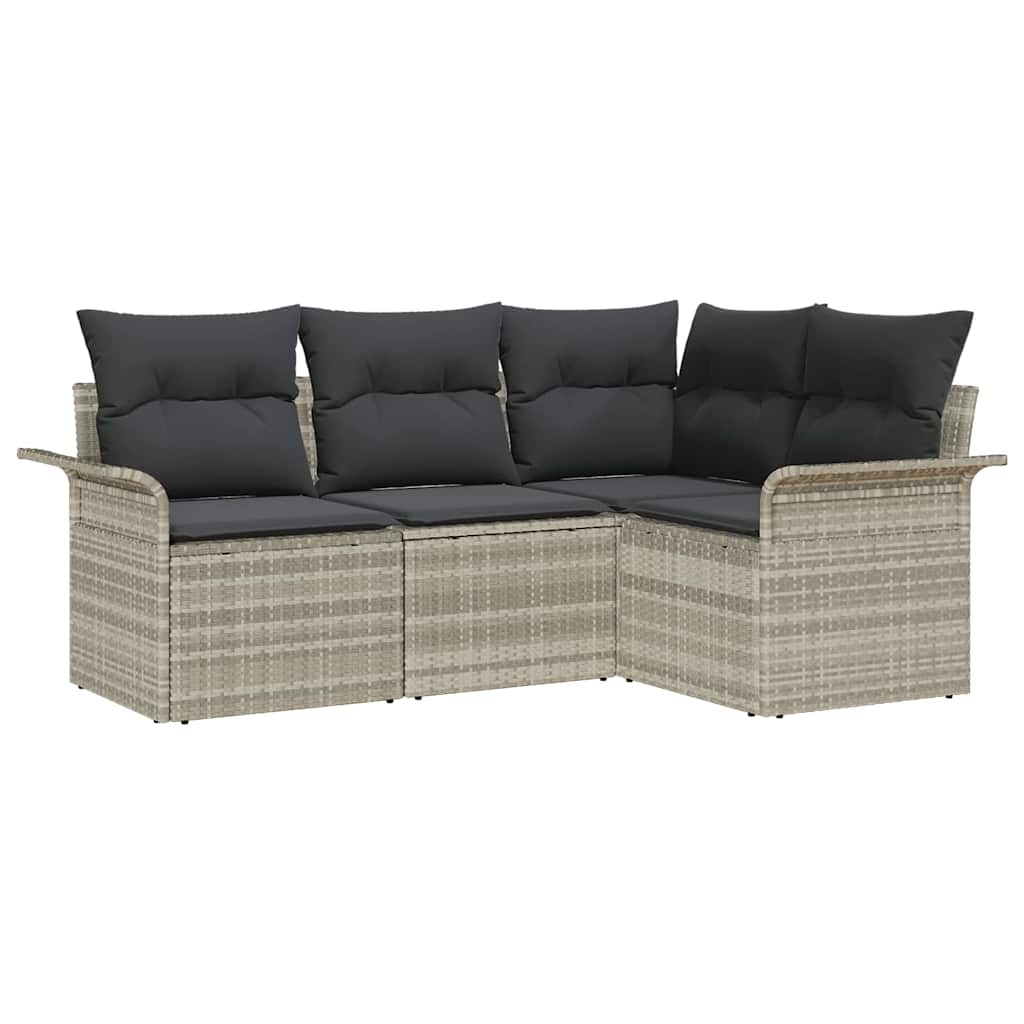 Ensemble de canapé de jardin 4 pcs Gris clair polyrotin
