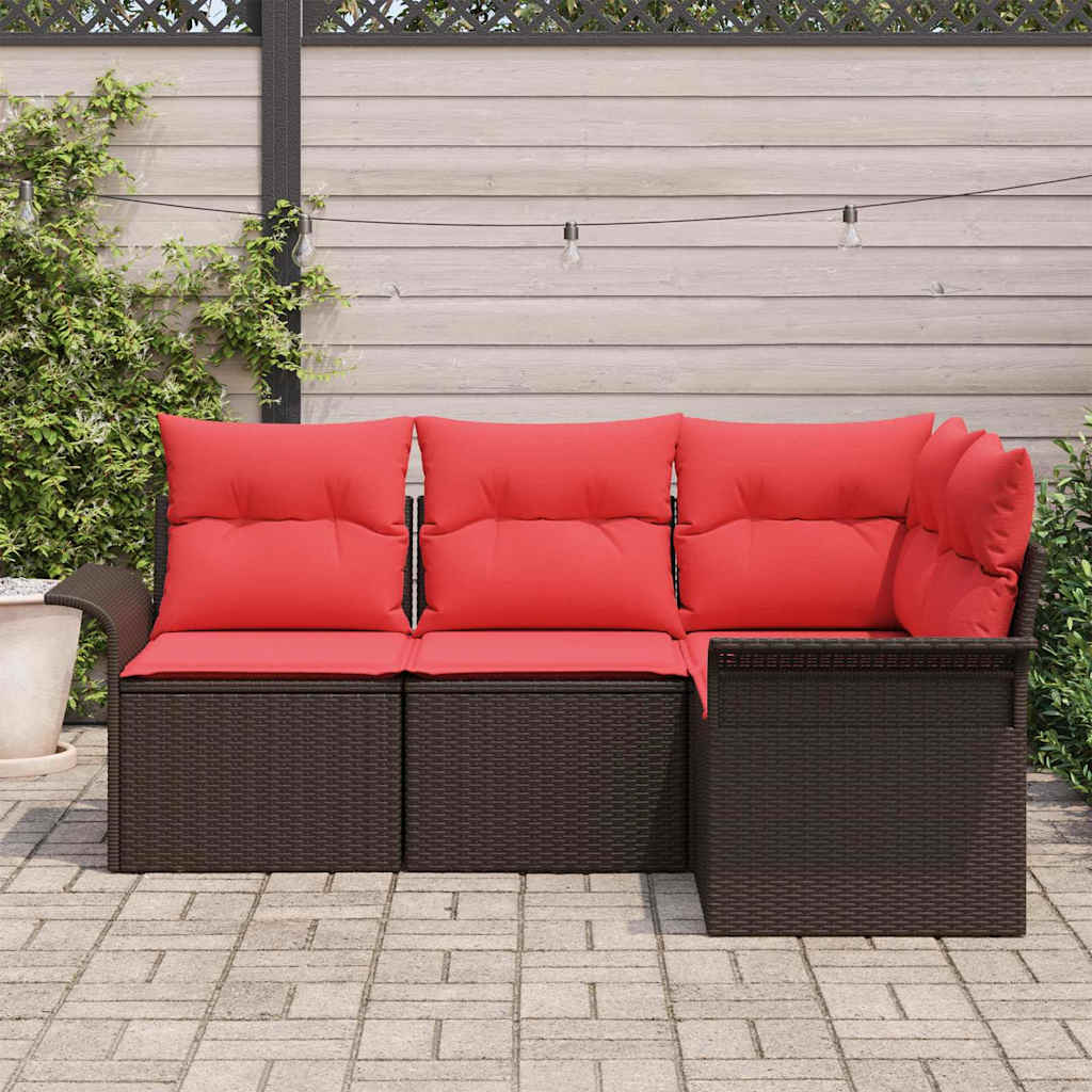 Ensemble de canapé de jardin avec coussin Marron polyrotin