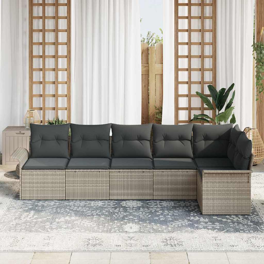Ensemble de canapé de jardin 6 pcs Gris clair polyrotin