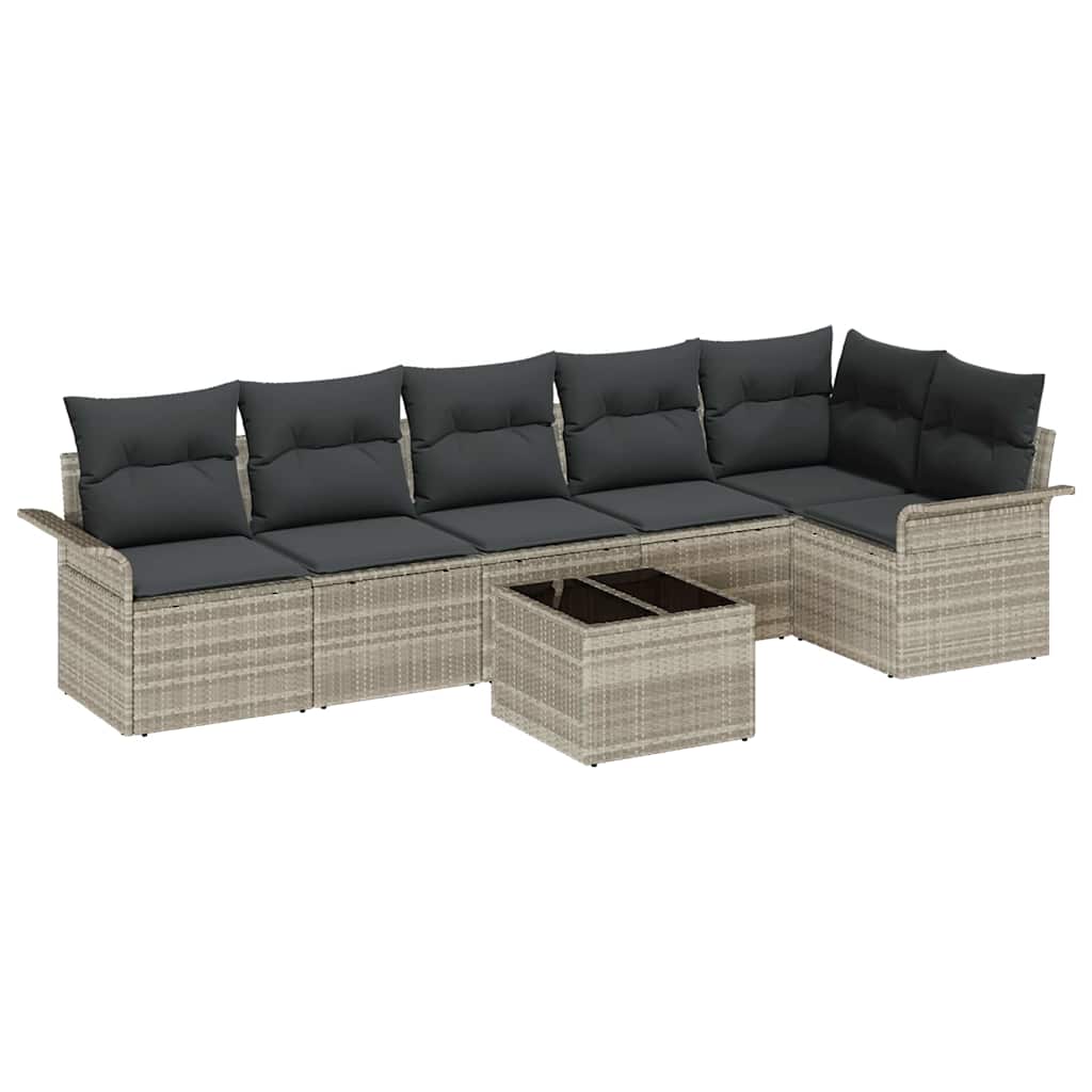 Ensemble de canapé de jardin 7 pcs Gris clair polyrotin