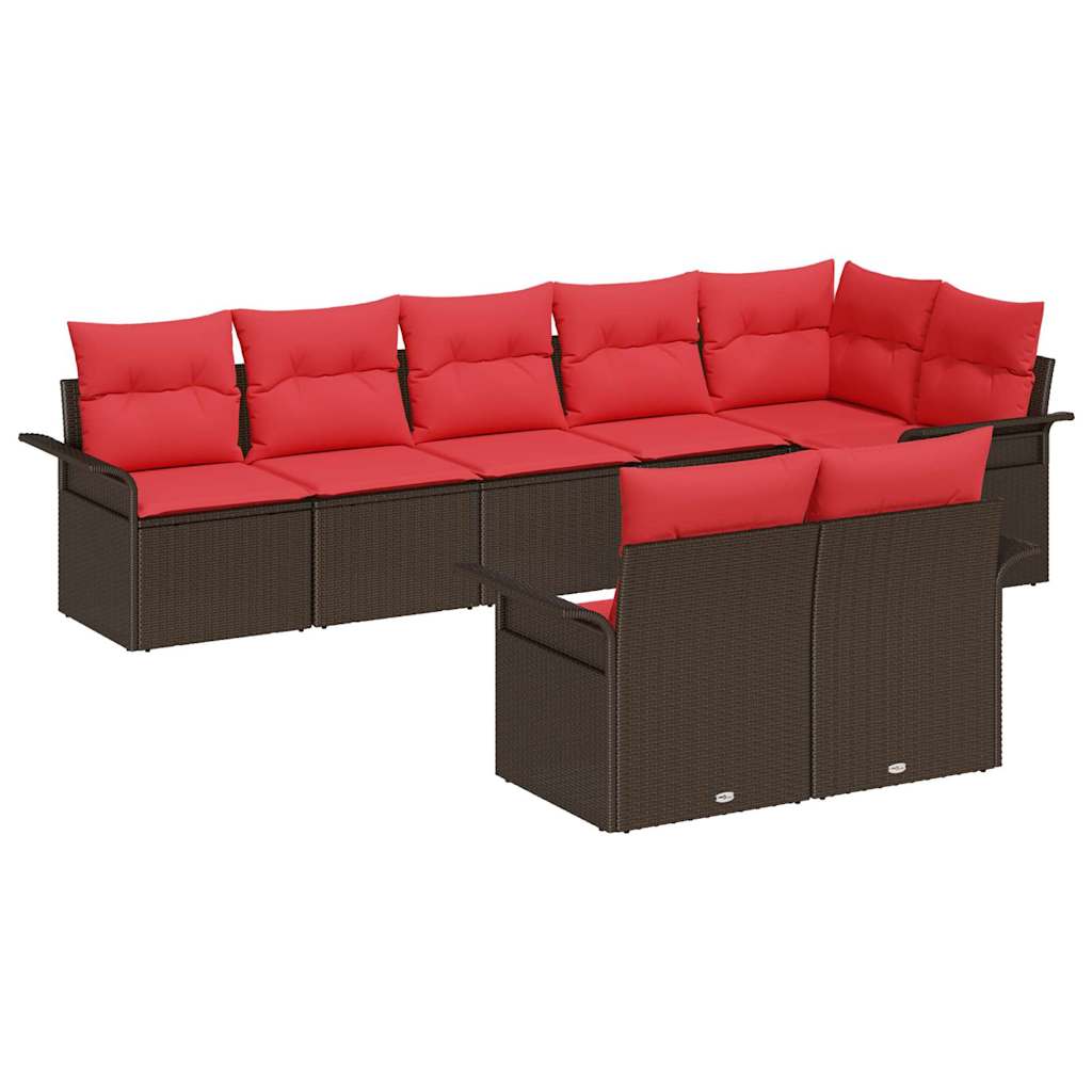 Ensemble de canapé de jardin 8 pcs Marron polyrotin