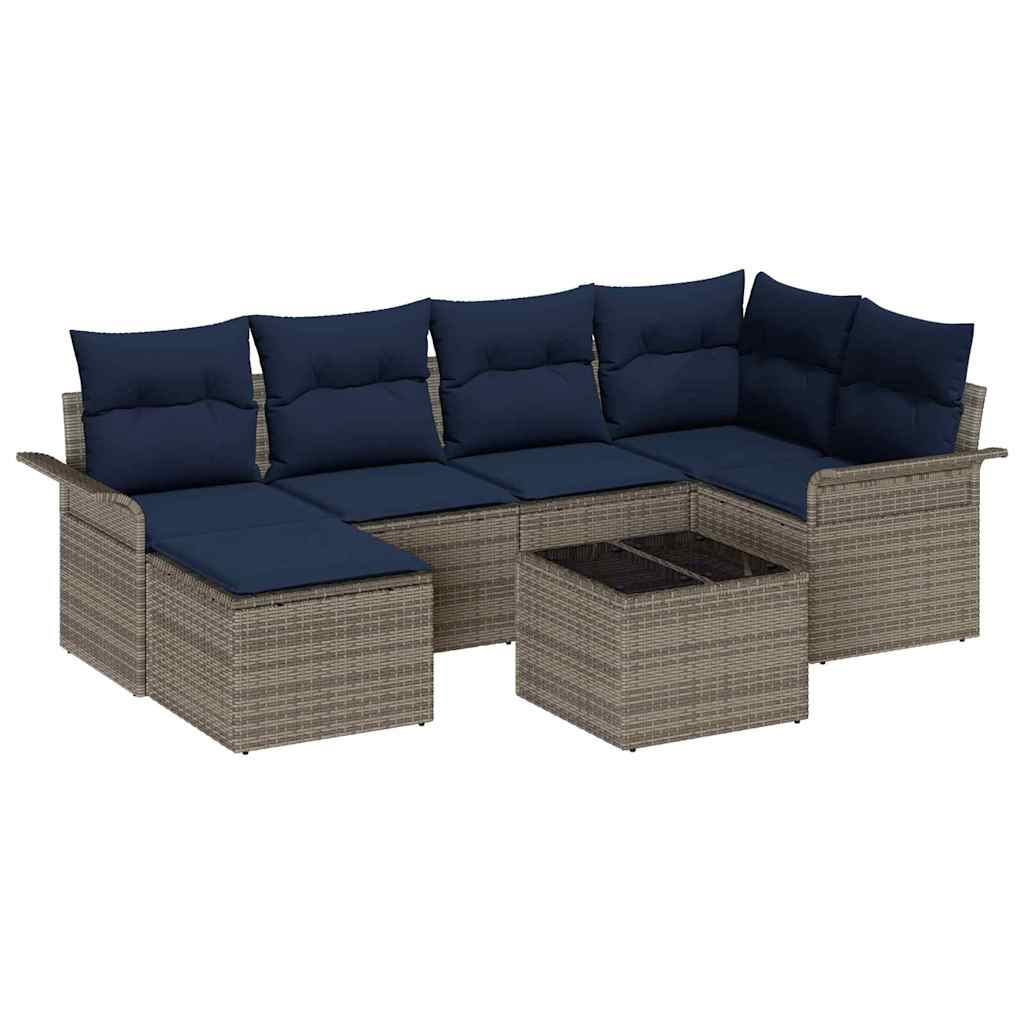 Ensemble de canapé de jardin avec coussin Gris polyrotin