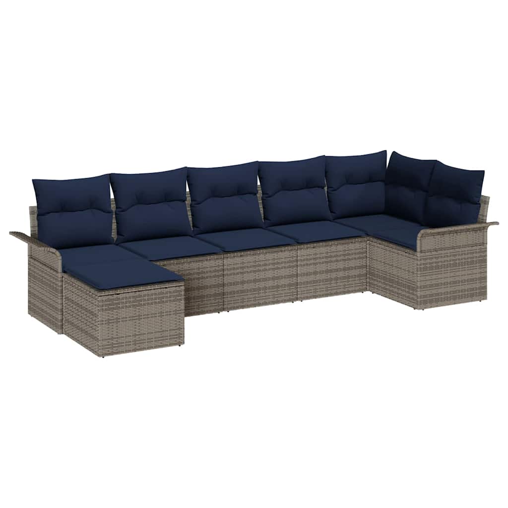 Ensemble de canapé de jardin avec coussin Gris polyrotin