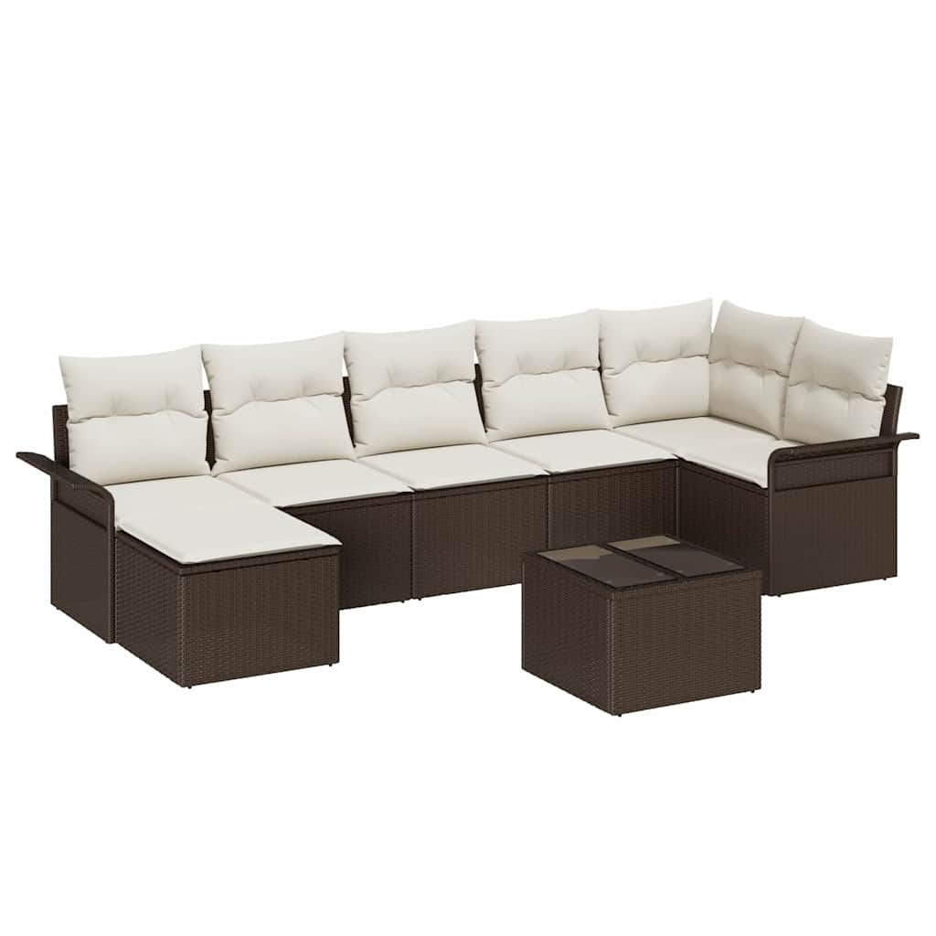 Ensemble de canapé de jardin 8 pcs Marron Poly rotin
