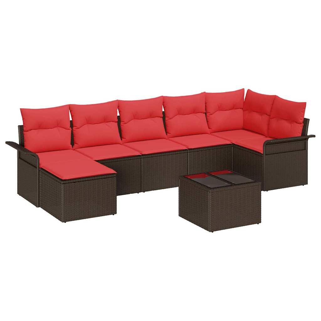 Ensemble de canapé de jardin 8 pcs Marron Poly rotin