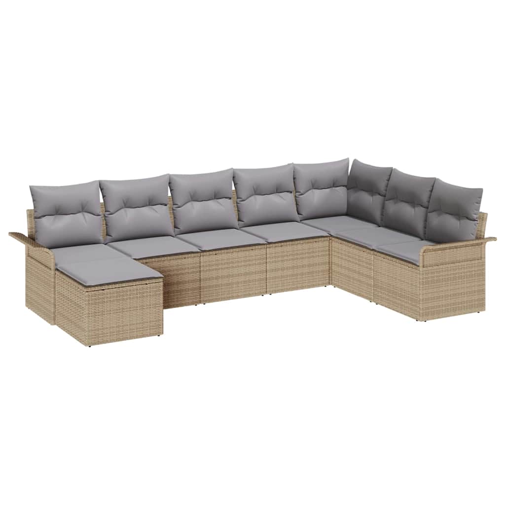 Ensemble de canapé de jardin 8 pc Beige polyrotin