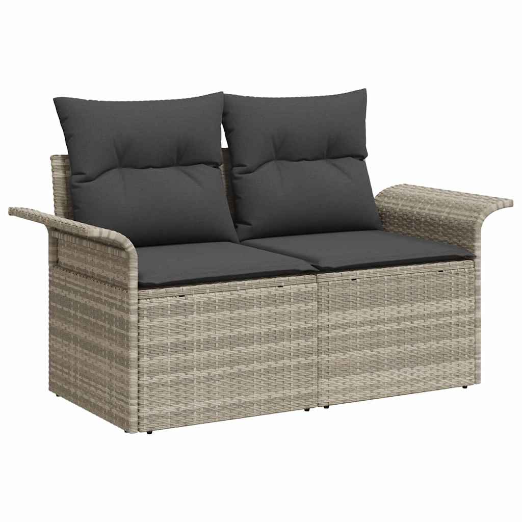Ensemble de canapé de jardin 9 pcs Gris clair Poly rotin