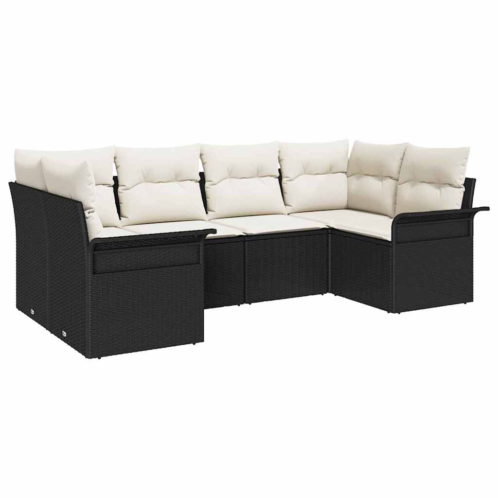 Ensemble de canapé de jardin avec coussin 6 pcs Noir polyrotin