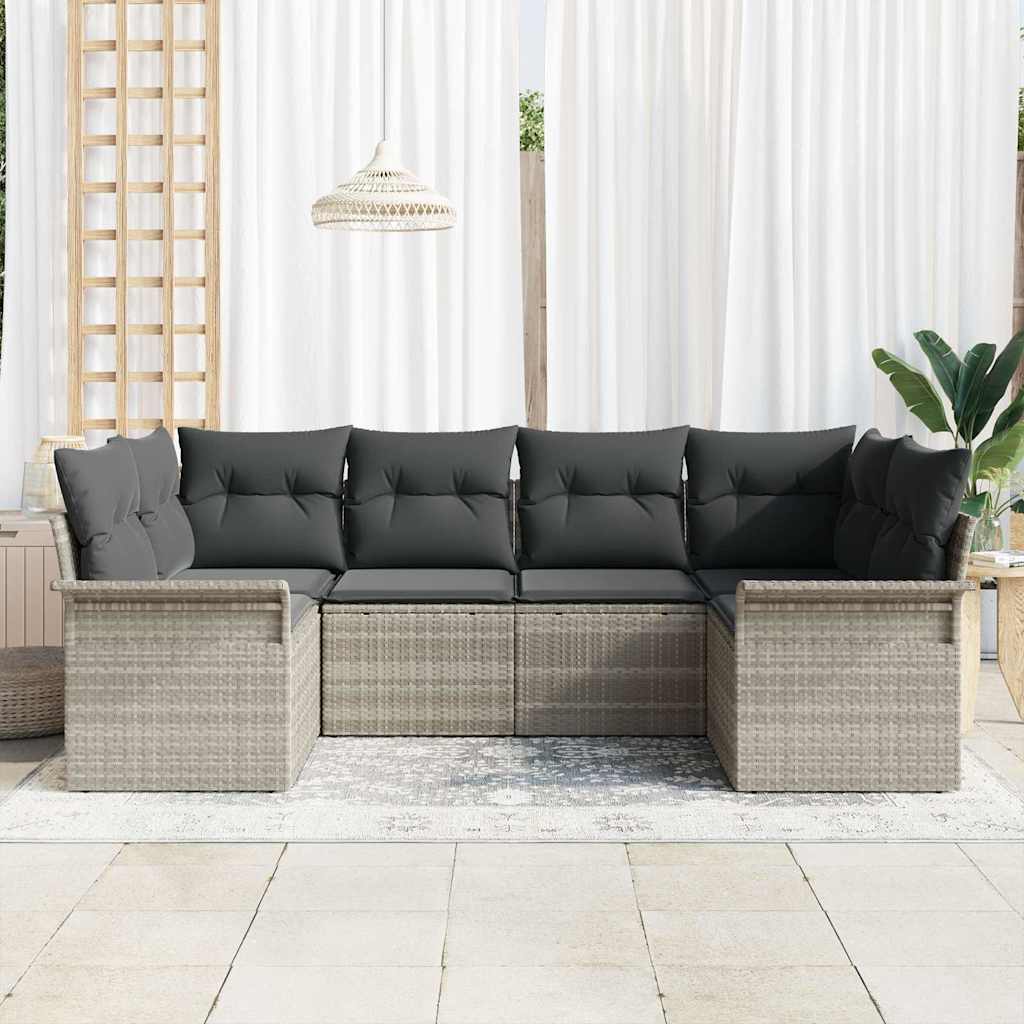 Ensemble de canapé de jardin 6 pcs Gris clair polyrotin