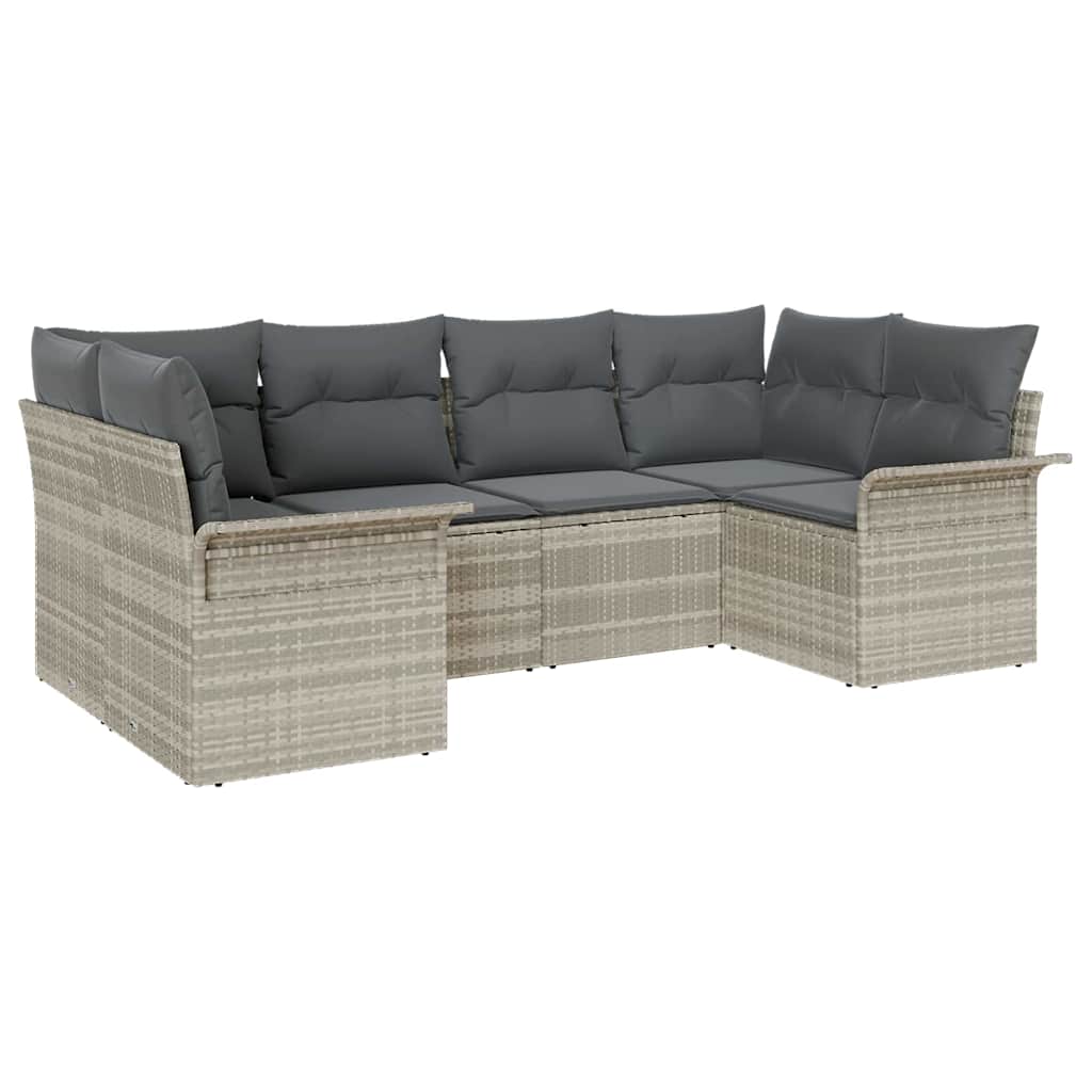 Ensemble de canapé de jardin 6 pcs Gris clair polyrotin