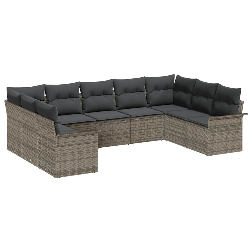 Ensemble de canapé de jardin avec coussin Gris polyrotin