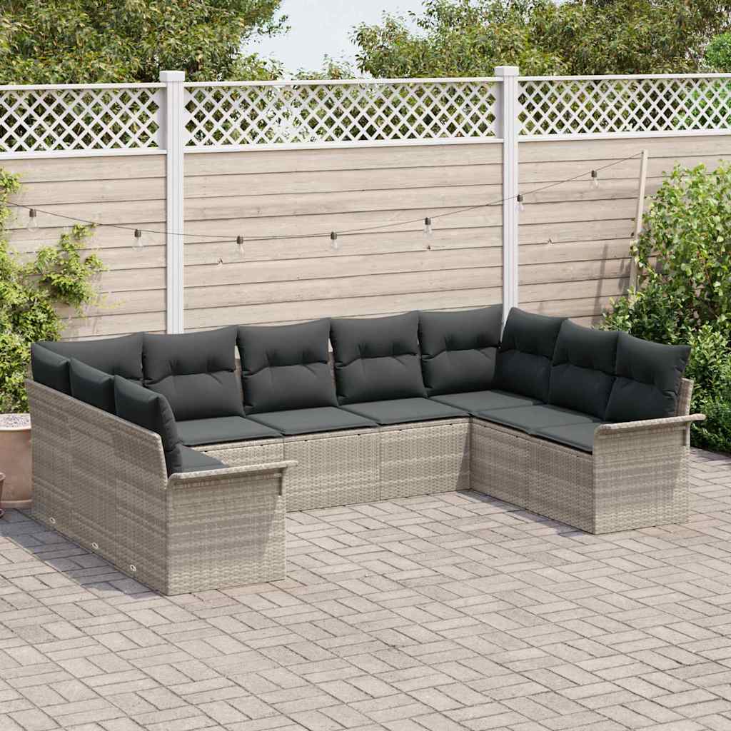 Ensemble de canapé de jardin avec coussin Gris clair polyrotin