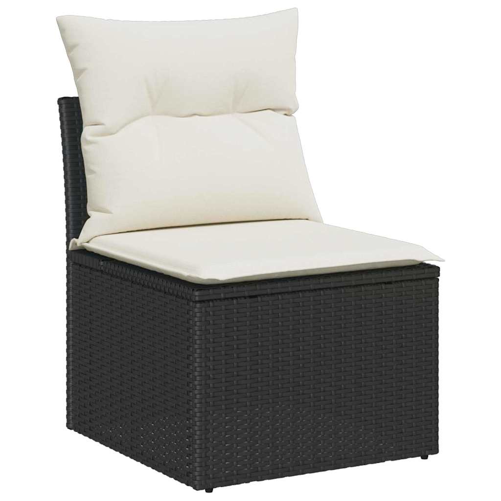 Ensemble de canapé de jardin avec coussin 3 pcs Noir polyrotin