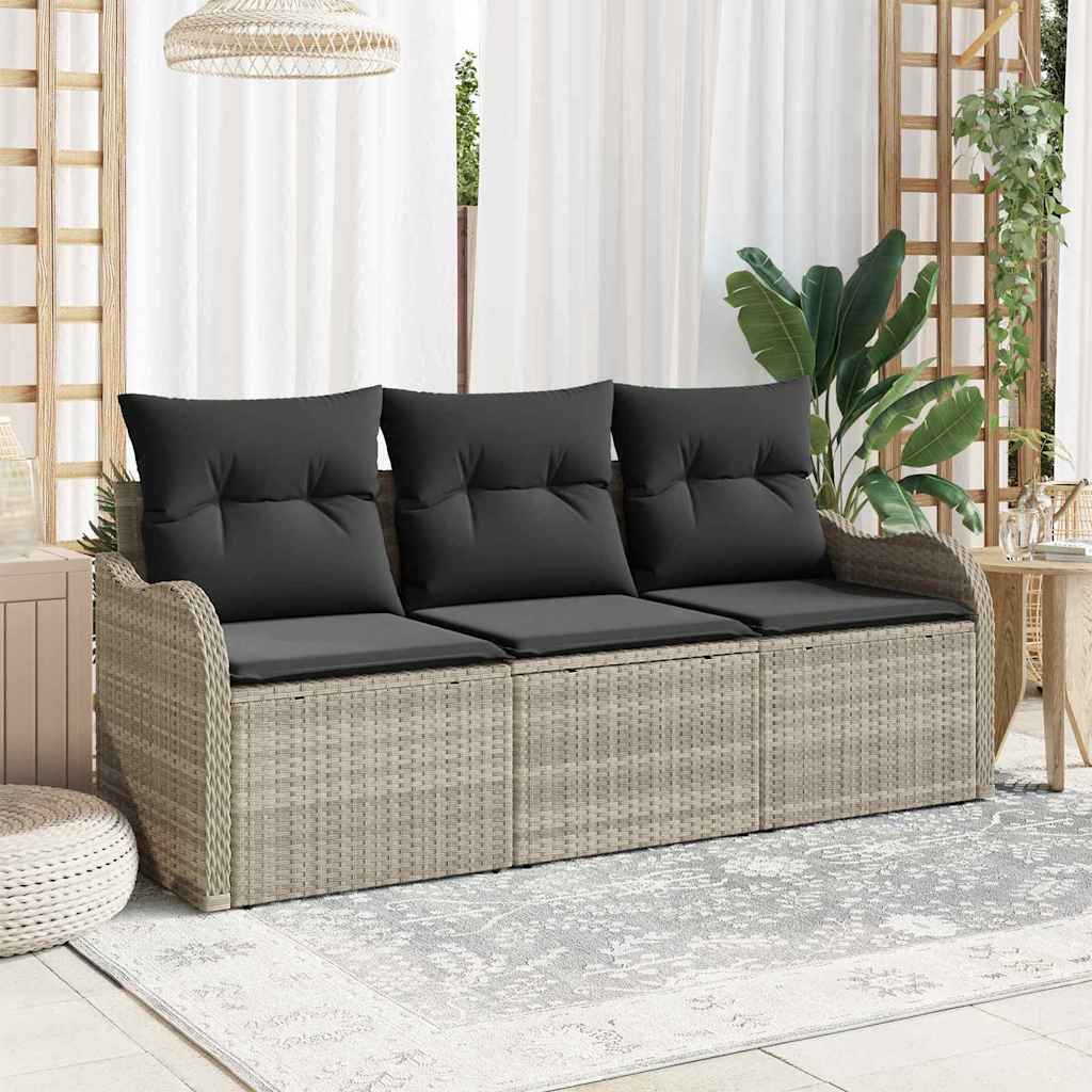 Ensemble de canapé de jardin 3 pcs Gris clair polyrotin