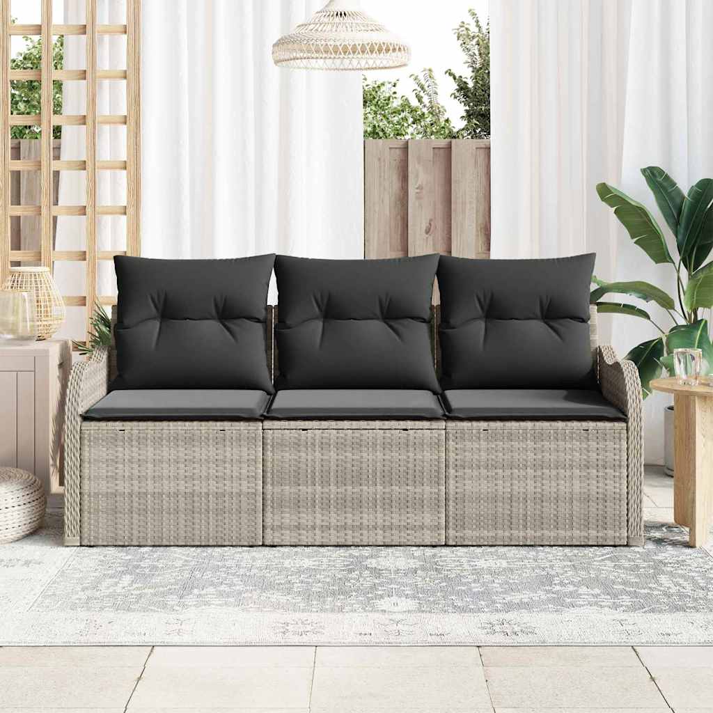 Ensemble de canapé de jardin 3 pcs Gris clair polyrotin