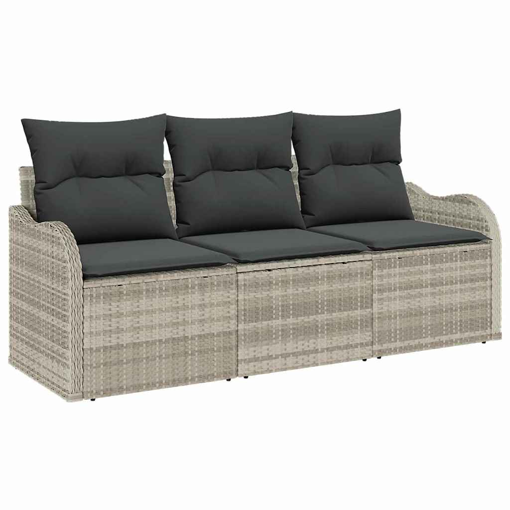 Ensemble de canapé de jardin 3 pcs Gris clair polyrotin