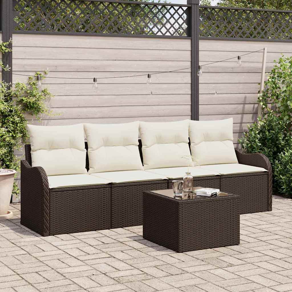 Ensemble de canapé de jardin Marron polyrotin