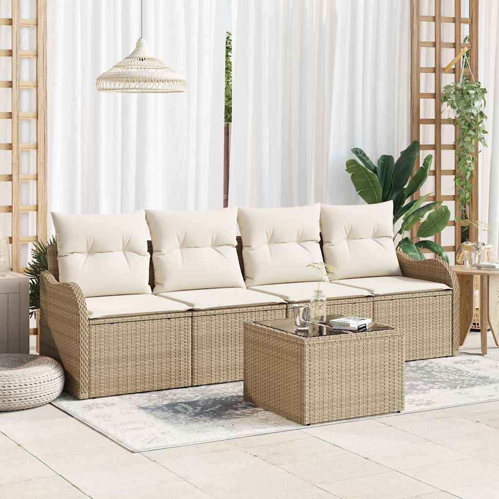 Ensemble de canapé de jardin Beige polyrotin
