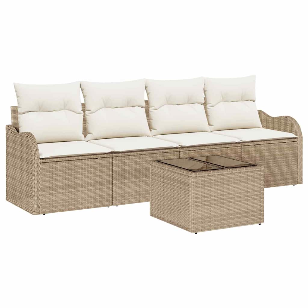 Ensemble de canapé de jardin Beige polyrotin
