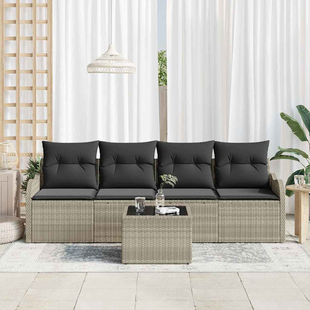Ensemble de canapé de jardin Gris clair polyrotin