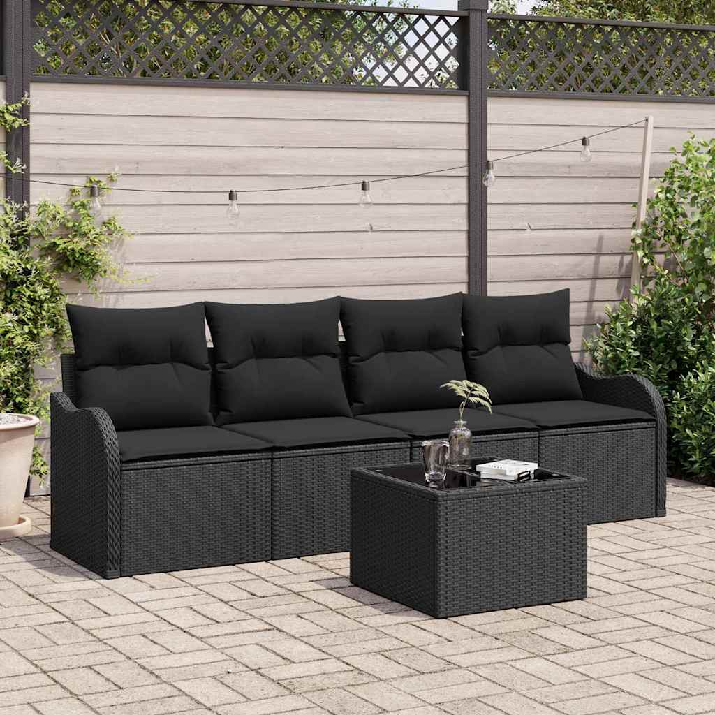 Ensemble de canapé de jardin Noir polyrotin