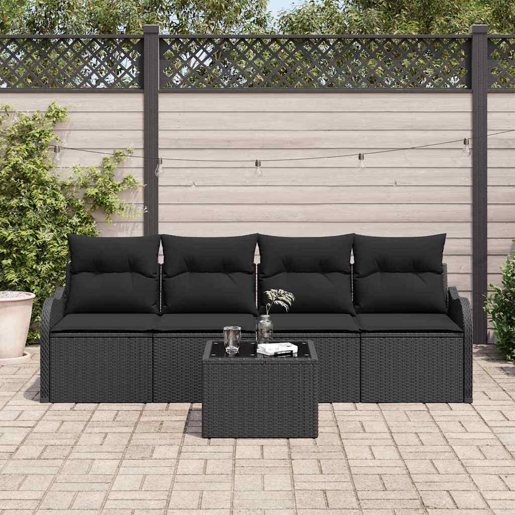 Ensemble de canapé de jardin Noir polyrotin