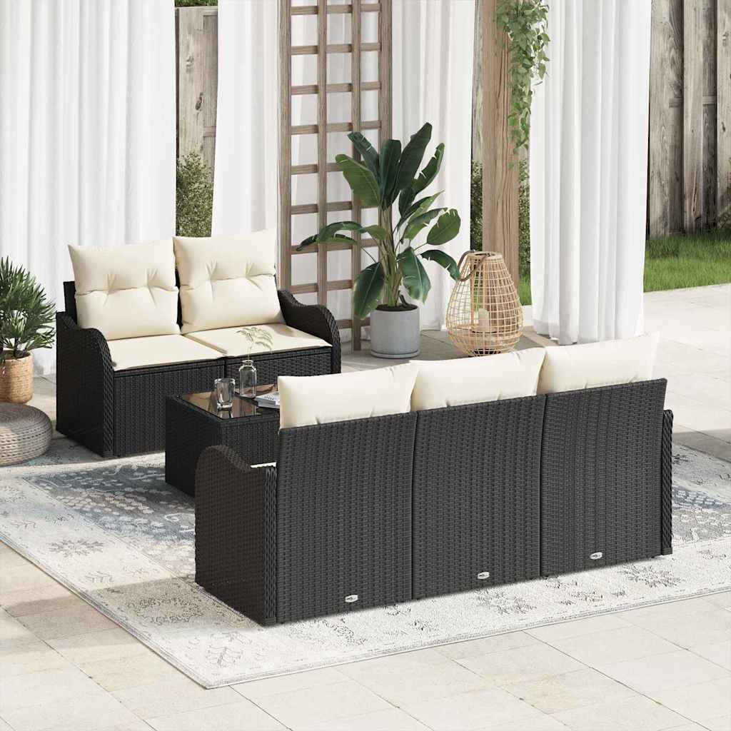 Ensemble de canapé de jardin Noir polyrotin