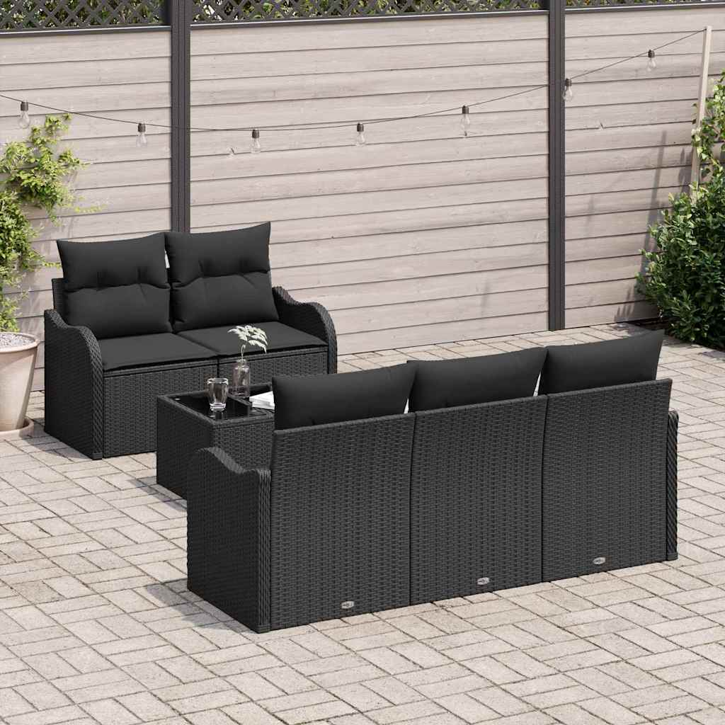 Ensemble de canapé de jardin Noir polyrotin