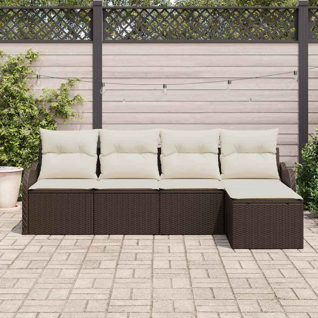 Ensemble de canapé de jardin 5 pcs Marron polyrotin