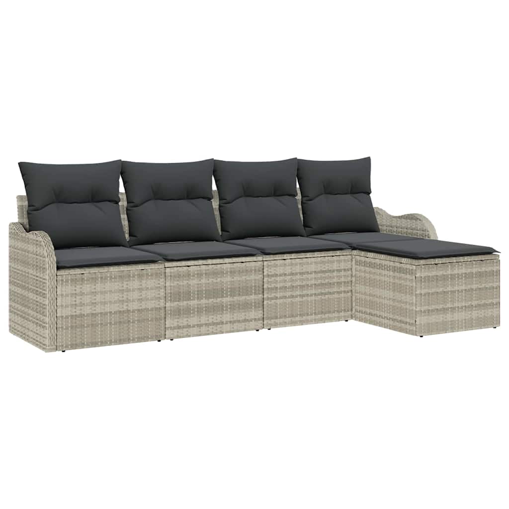 Ensemble de canapé de jardin 5 pcs Gris clair polyrotin