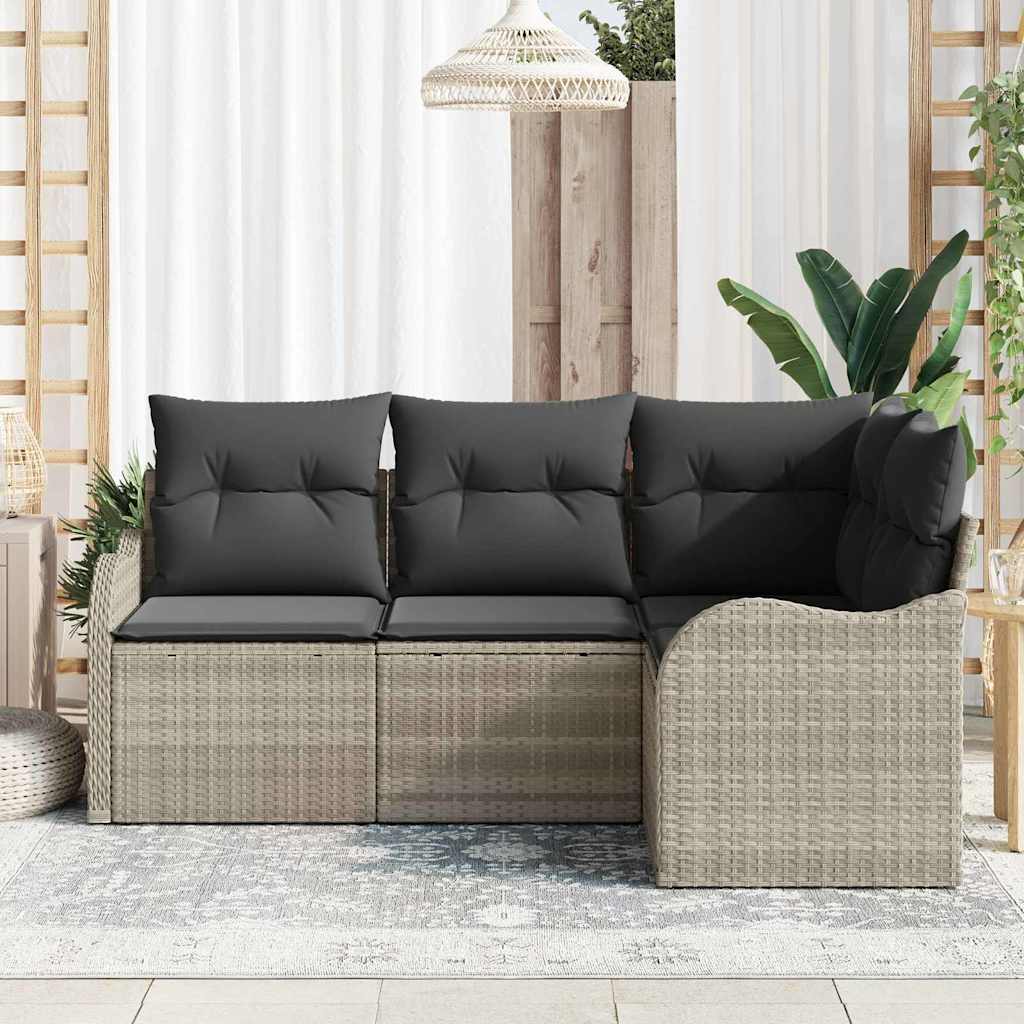 Ensemble de canapé de jardin 4 pcs Gris clair polyrotin