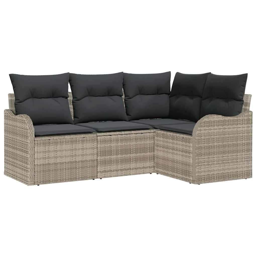 Ensemble de canapé de jardin 4 pcs Gris clair polyrotin