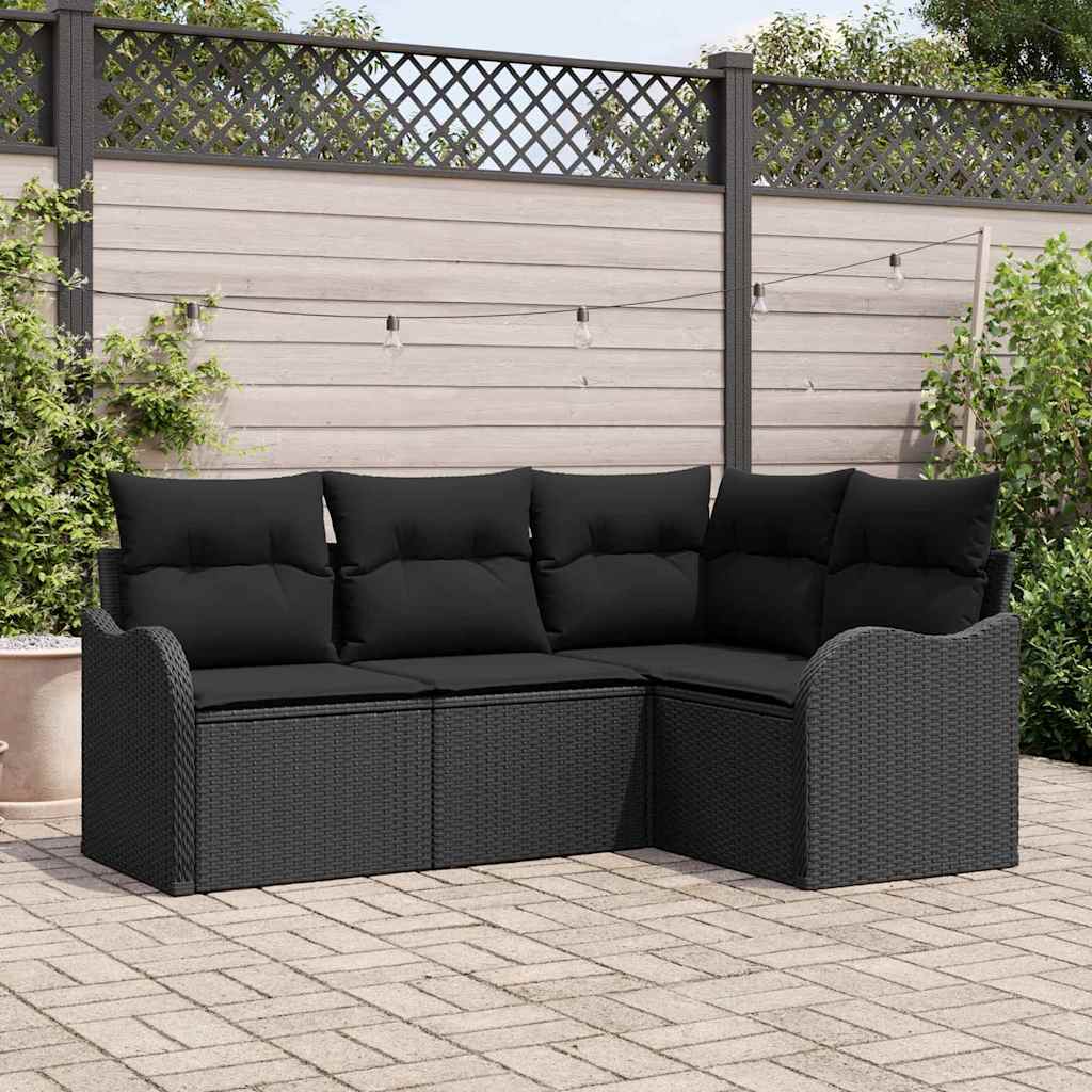 Ensemble de canapé de jardin Noir polyrotin