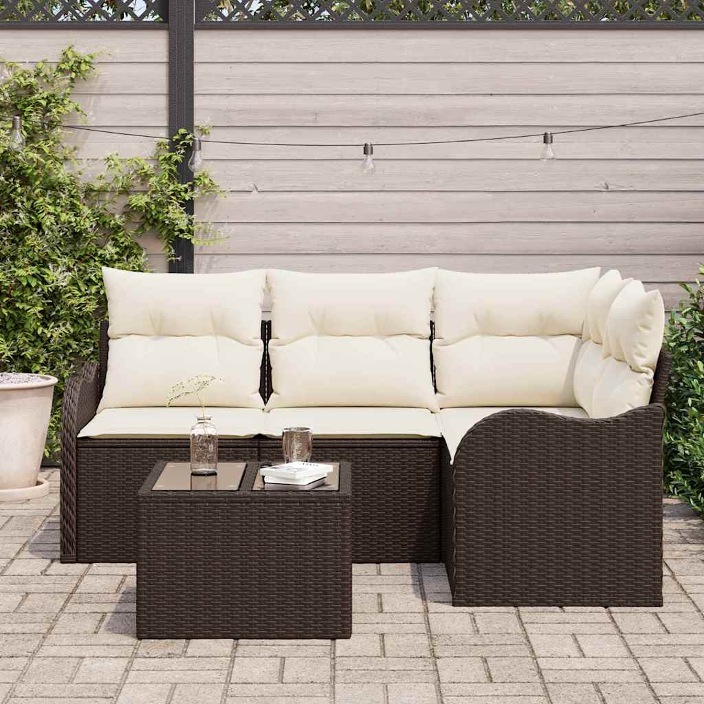 Ensemble de canapé de jardin Marron polyrotin