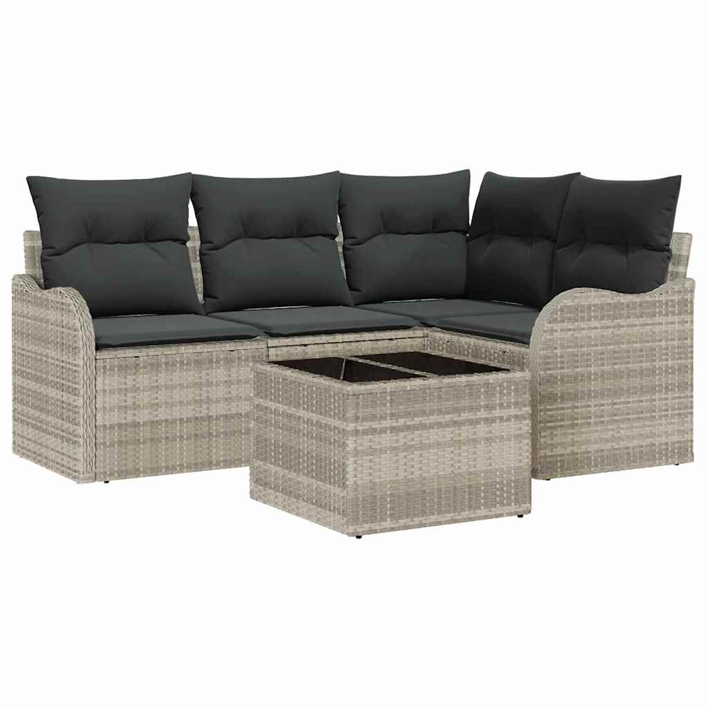Ensemble de canapé de jardin Gris clair polyrotin