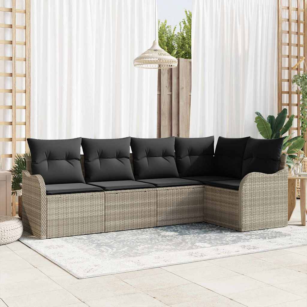 Ensemble de canapé de jardin 5 pcs Gris clair Poly rotin